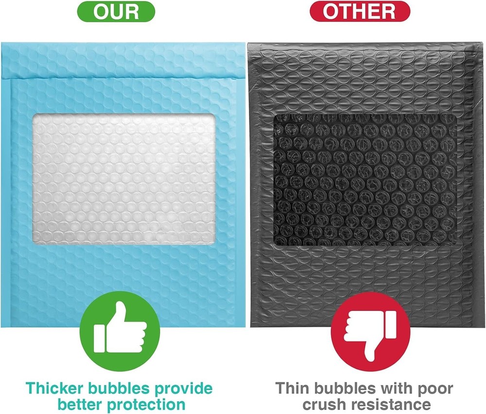 Rustic Light Blue Bubble Mailers 8.5 x 12 Inch, Waterproof & Tamper-Resistant