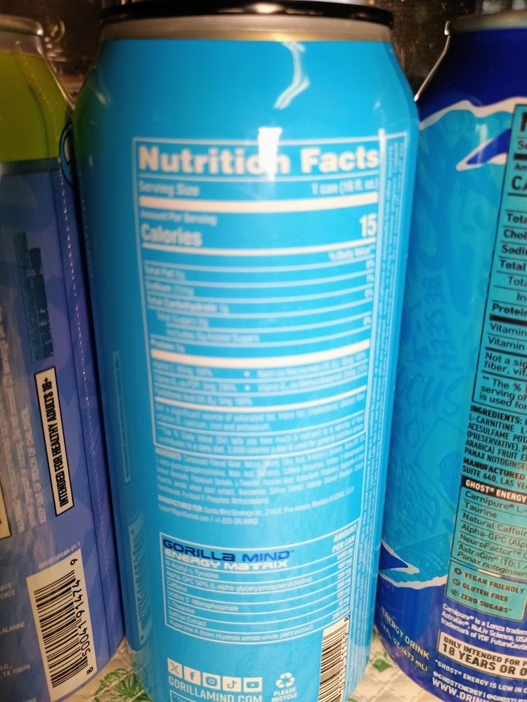 Energy Drink Variety Pack Blue Raspberry Edition! Ghost, Ryse, Gorilla Mind
