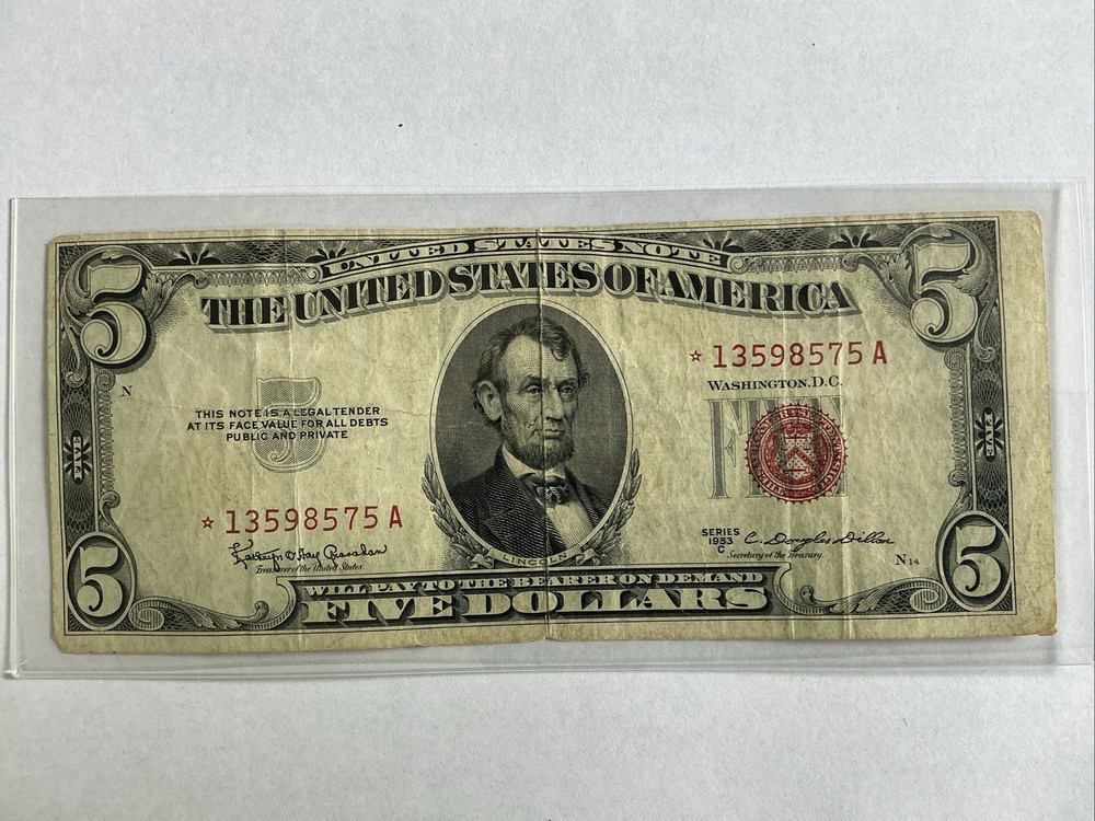 5USD 1953C United States Star Note Error Note