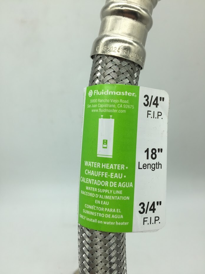 3/4 in. F.I.P. x 3/4 in. F.I.P. x 18 in. L Braided Stainless Heater Connectors