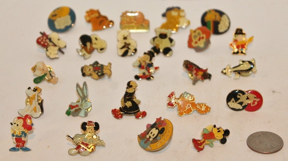 Vintage Comics Hatpins -Mickey,Big Bird,Bug Bunny, Garfield,Pluto,Snoopy- New