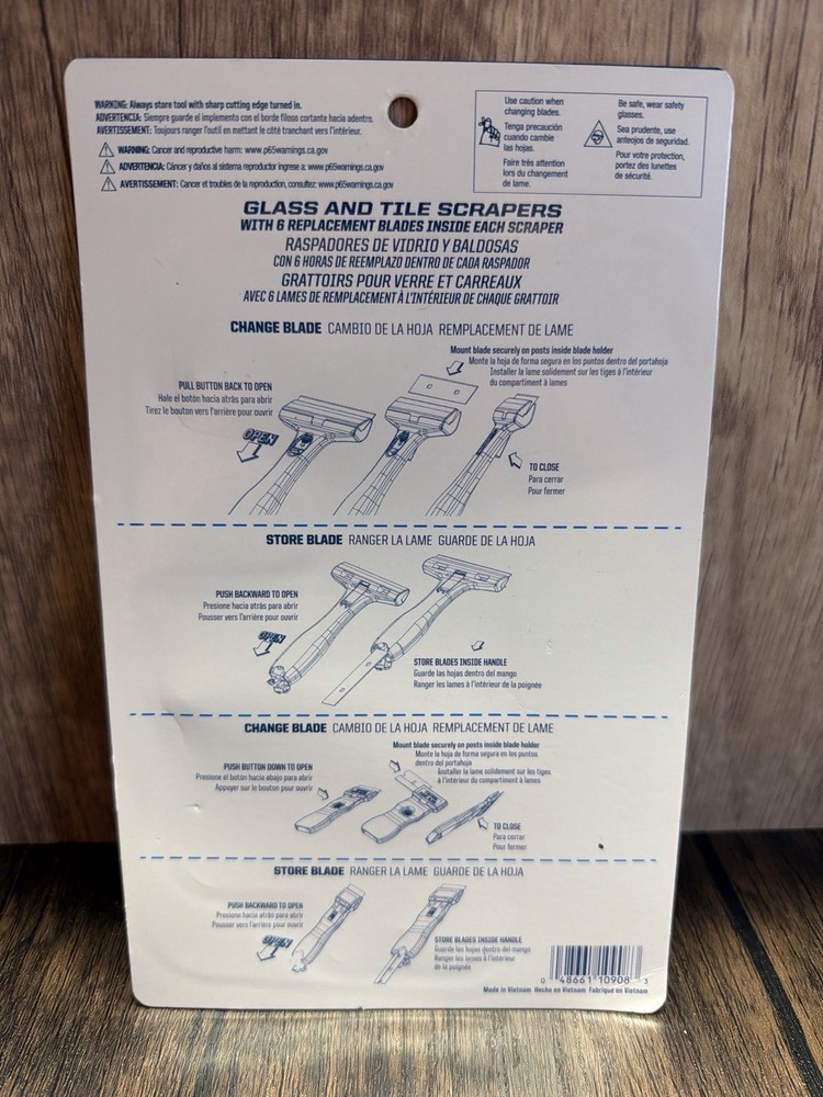 Warner Glass And Tile Scraper Set With 6 Replacement Blades