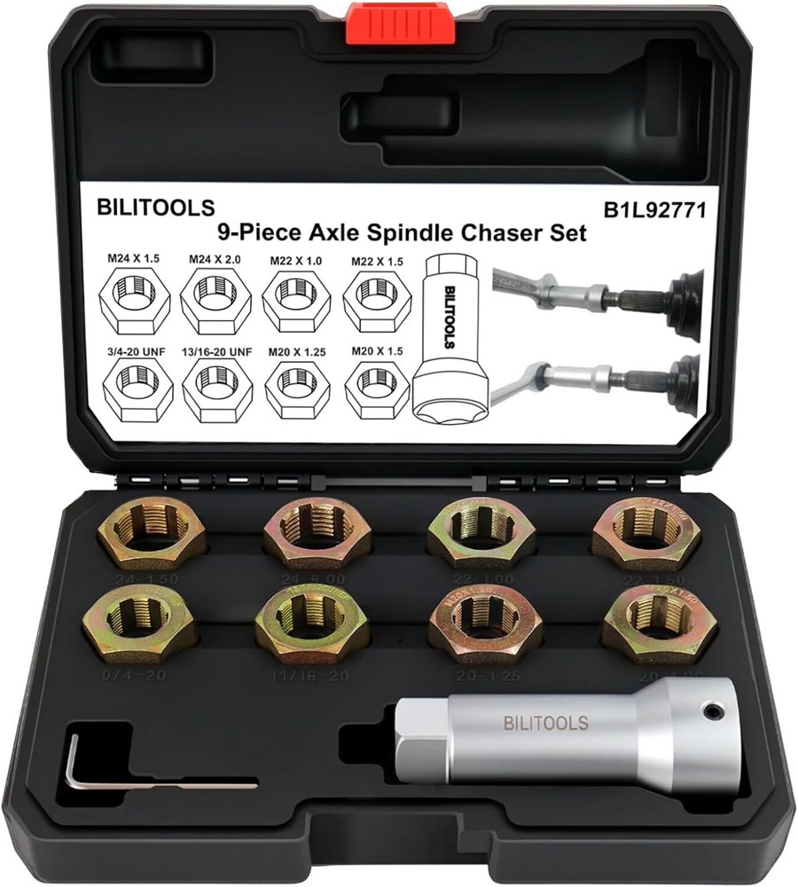 10-Piece Axle Spindle Thread Chaser Set Thread Rethreading Restorer Tool Metric