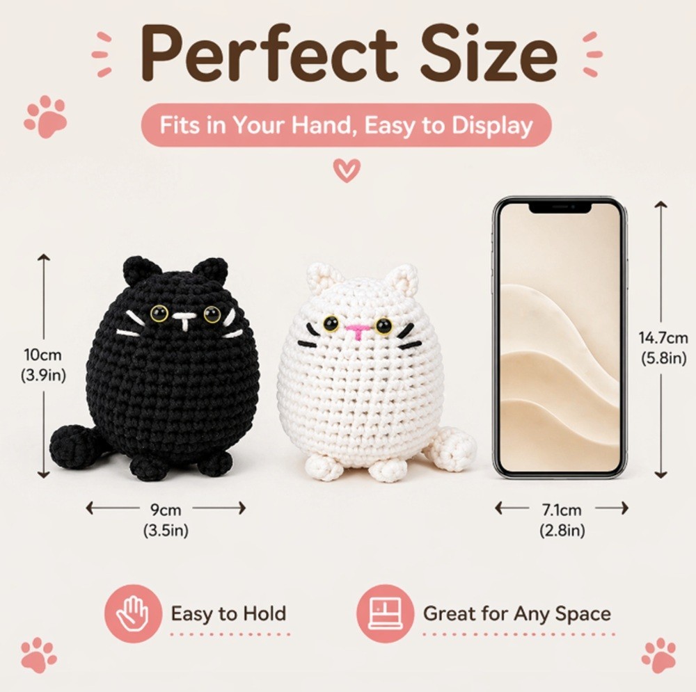 Cat Crochet Kit 2 Pack for Beginners Amigurumi Starter Set with Video Tutorial