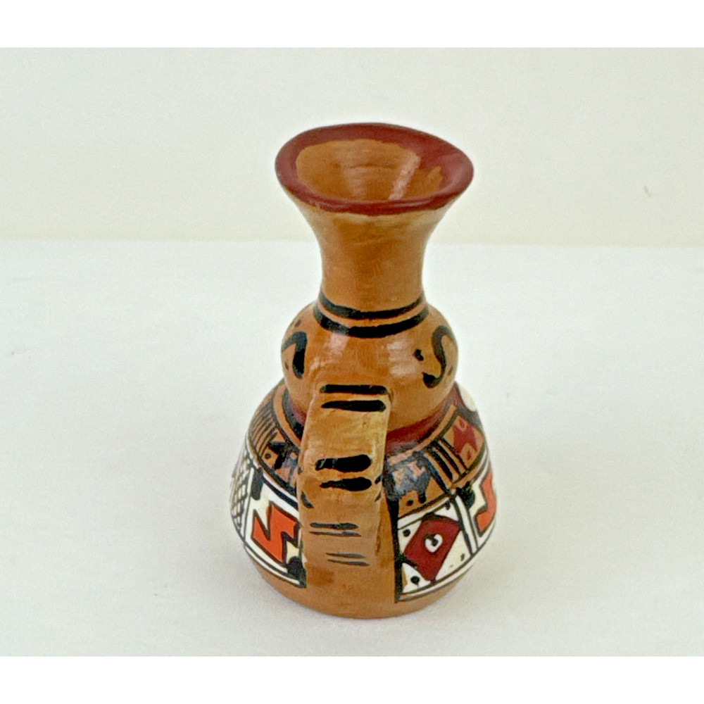 Miniature Clay Jug painted Face small terracotta
