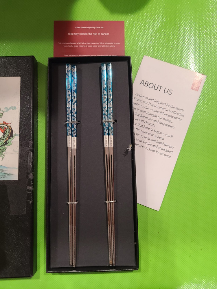 Hagary Blue Wave Chopsticks Metal Reusable