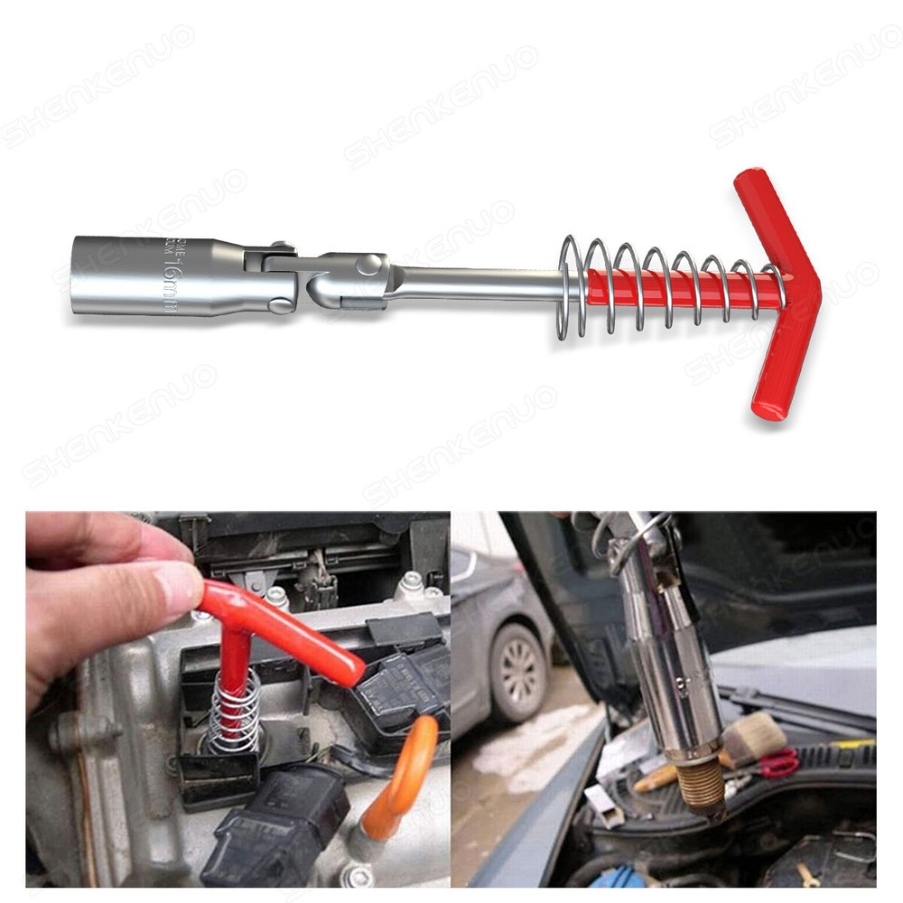 Spark Plug Removal Tool 16mm T-Bar T-Handle Flexible Spanner Socket  Wrench Tool