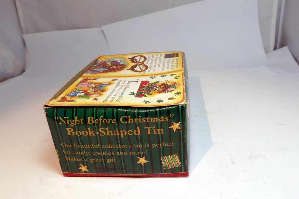 "Night before Christmas" Book Shaped Tin with box mouse sleep - boxed
