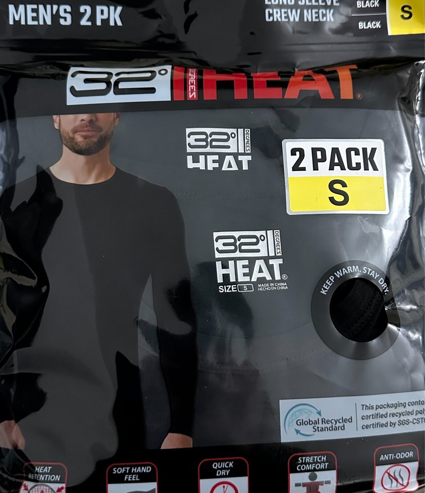 32 DEGREES HEAT MEN'S 2 PACK LONG SLEEVE CREW NECK