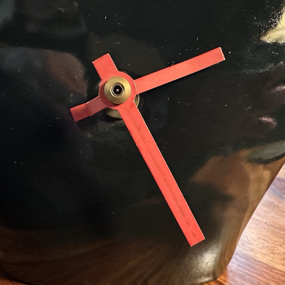 Large 1980s Postmodern Ceramic Bust Mantel Clock Black Sunglasses Design