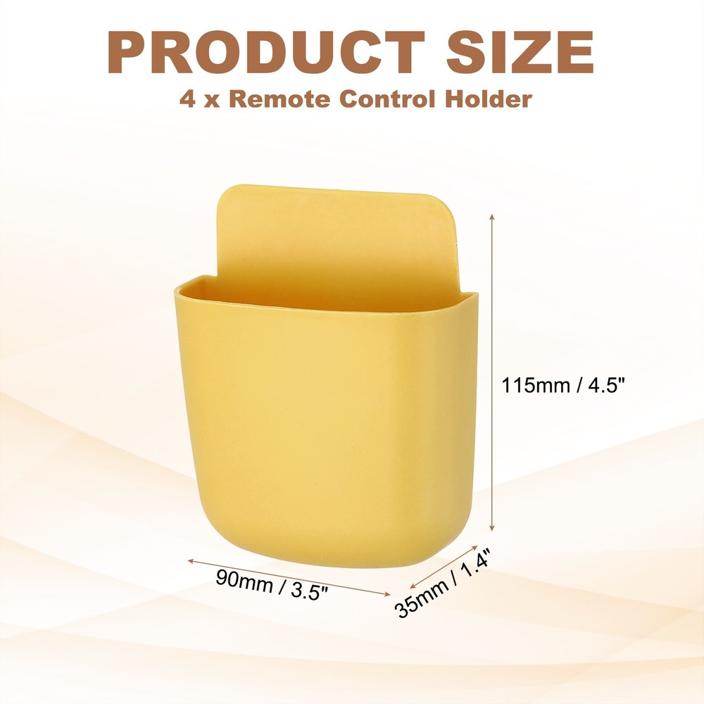 4pcs Wall Remote Control Holder, Phone Holder Sticker Yellow