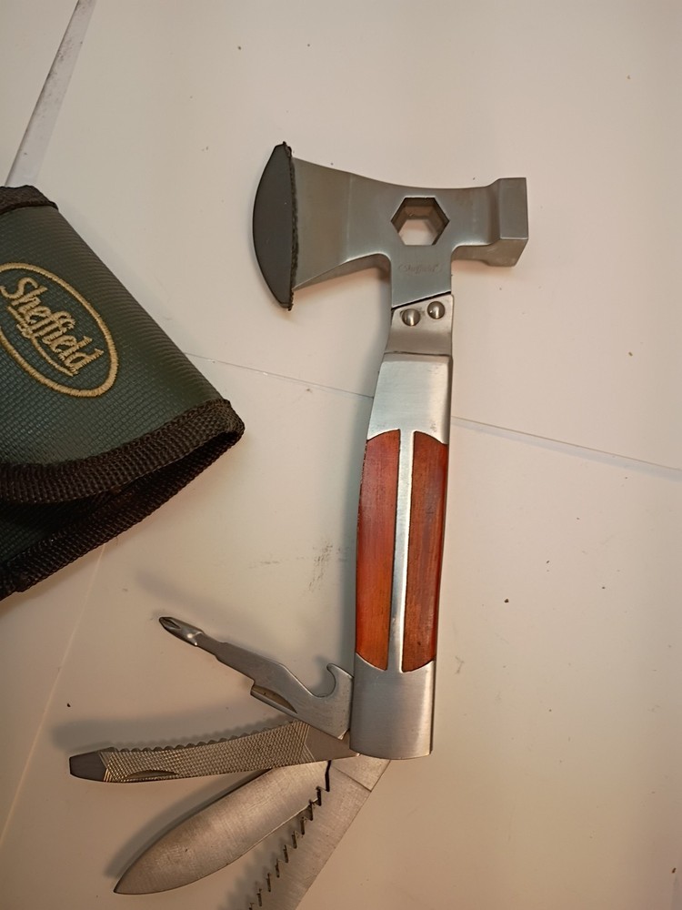 Sheffield 7077 Stainless Hatchets / Axe Multi Tool Saw Blade / Folding Knives