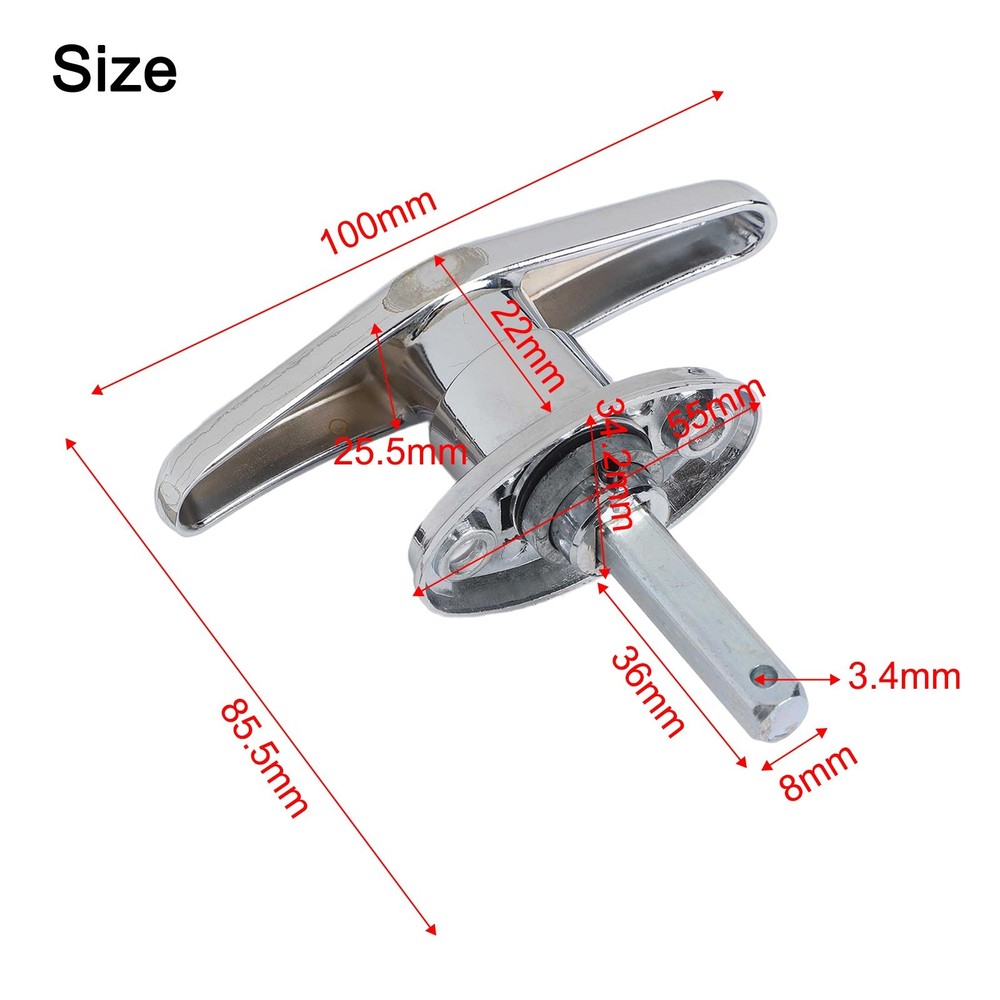 Rustproof Garage Door Lock T Handle Rear Fix Smooth and Polished Finish