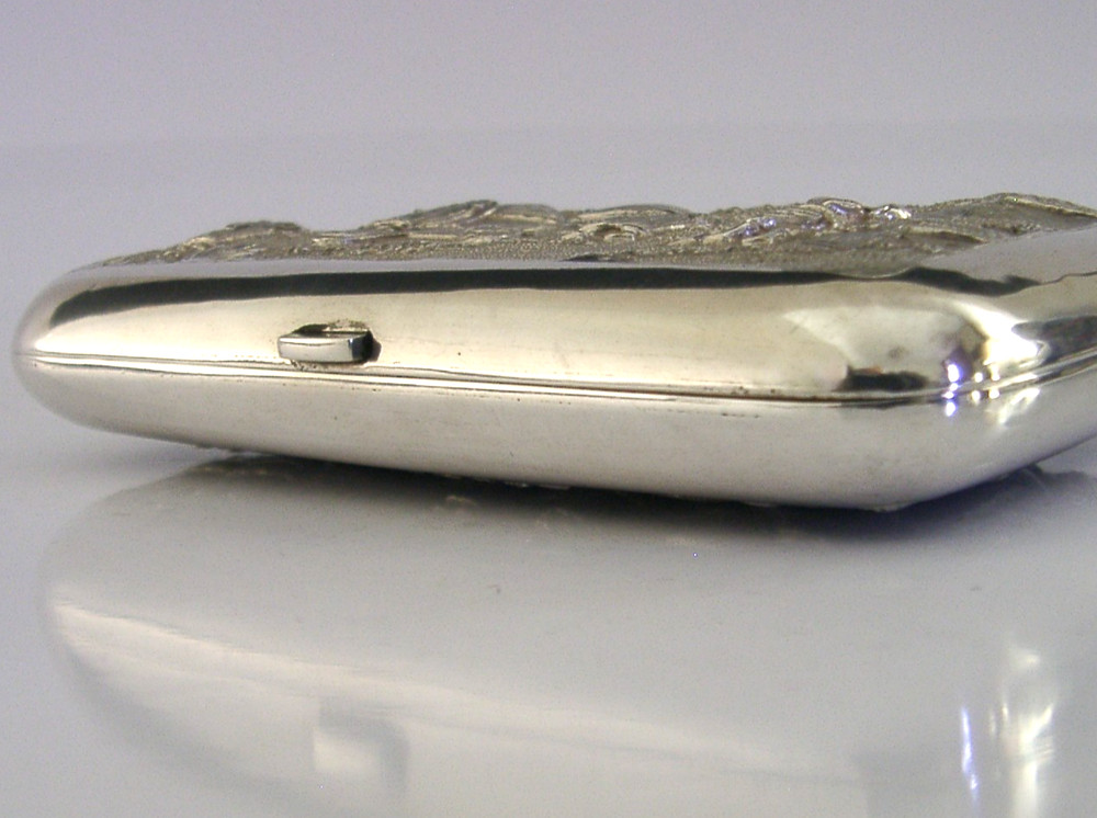 SUPERB ANGLO INDIAN SOLID SILVER CIGAR / CIGARETTE CASE c1910 ANTIQUE 132g