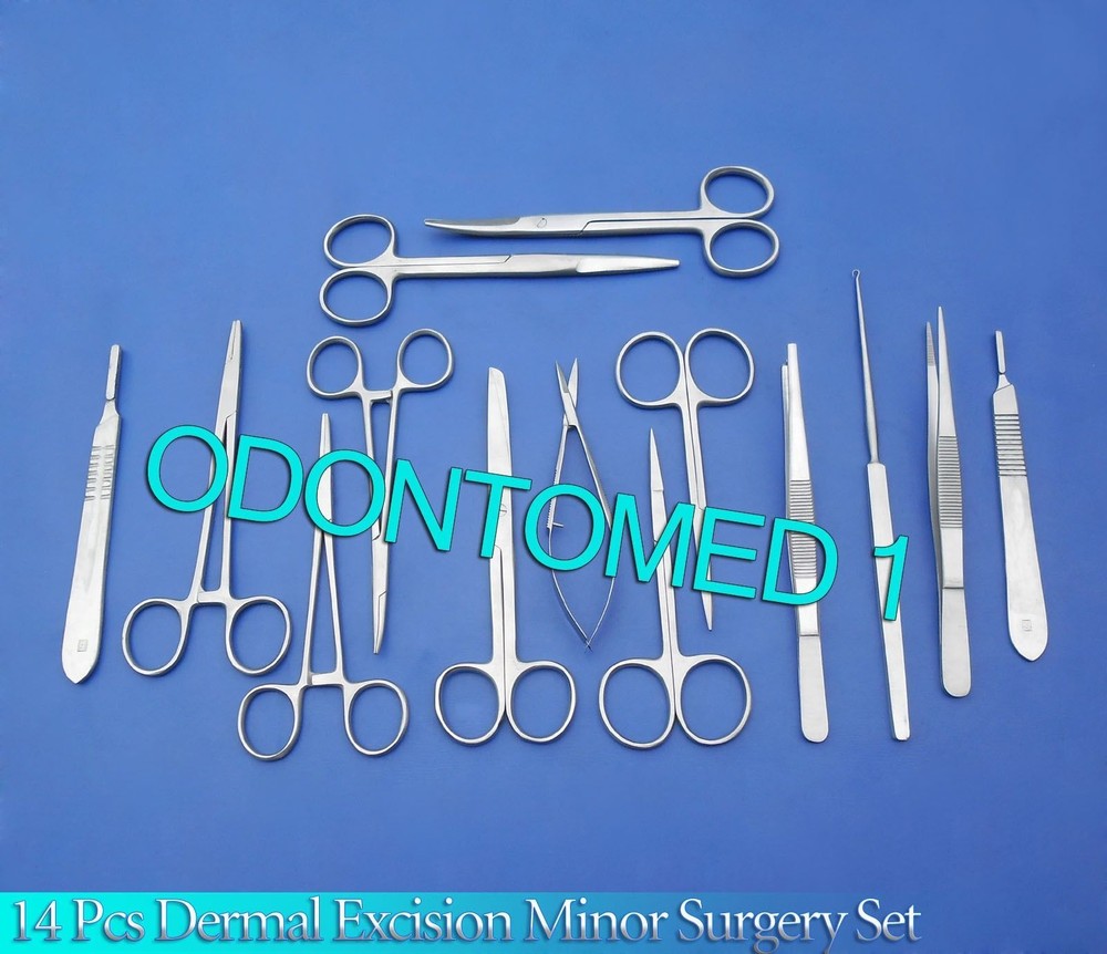 14 PCS DERMAL EXCISION MINOR SURGERY SET KIT SURGICAL,DS-687