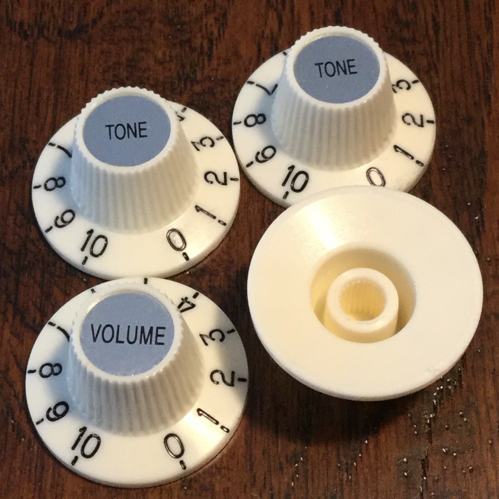 (4) AGED WHITE / US SPEC / Witch Hat Guitar Knobs / Press On / Tele Jazzmaster