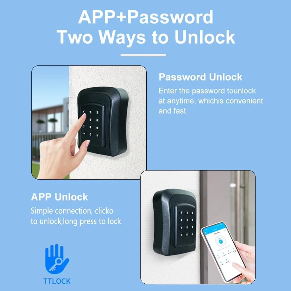 UCB Smart Key Lock Box, Bluetooth with APP Control, Lock Box For keys With Co...