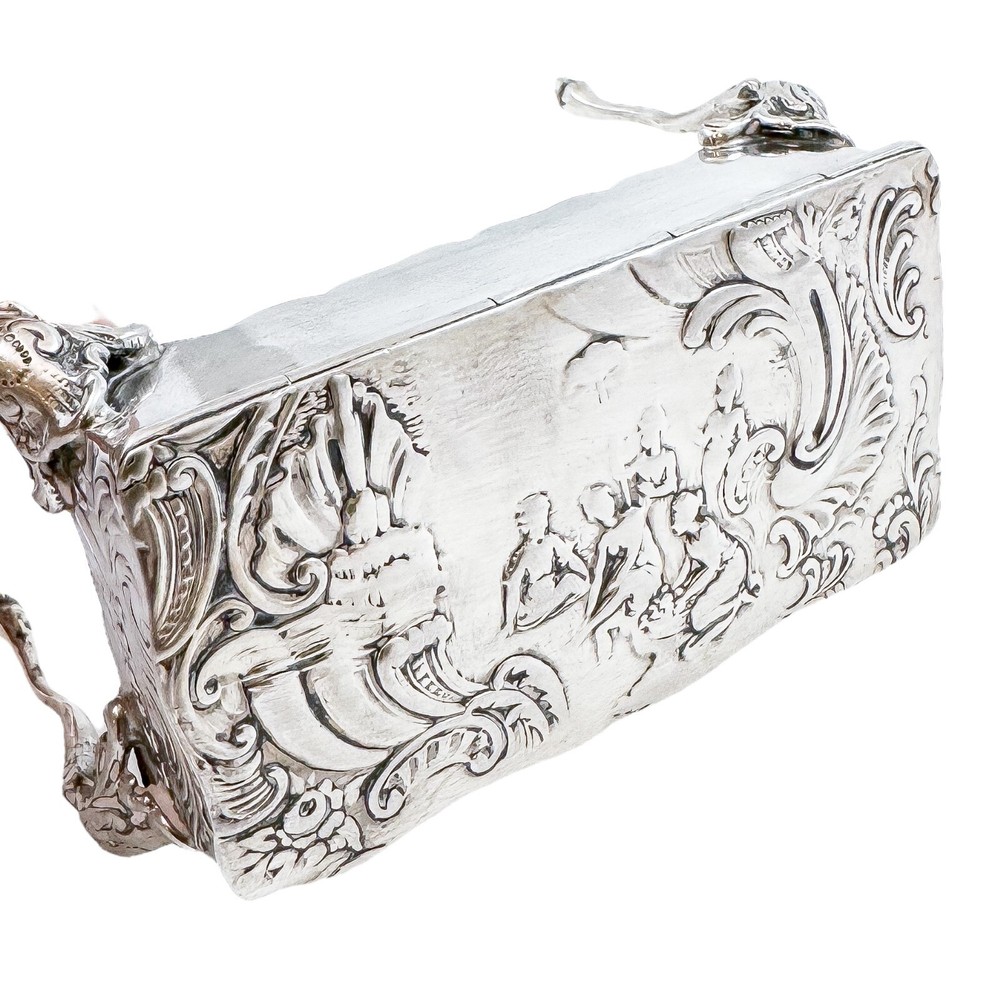 19th C Neoclassical imported Hanau 930 silver miniature table trinket ring box