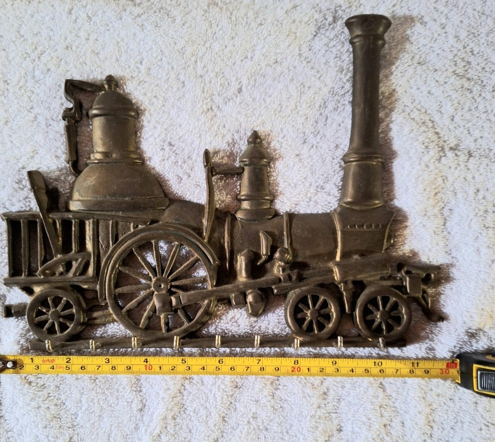 Heavy Brass Train Engine Key Rack