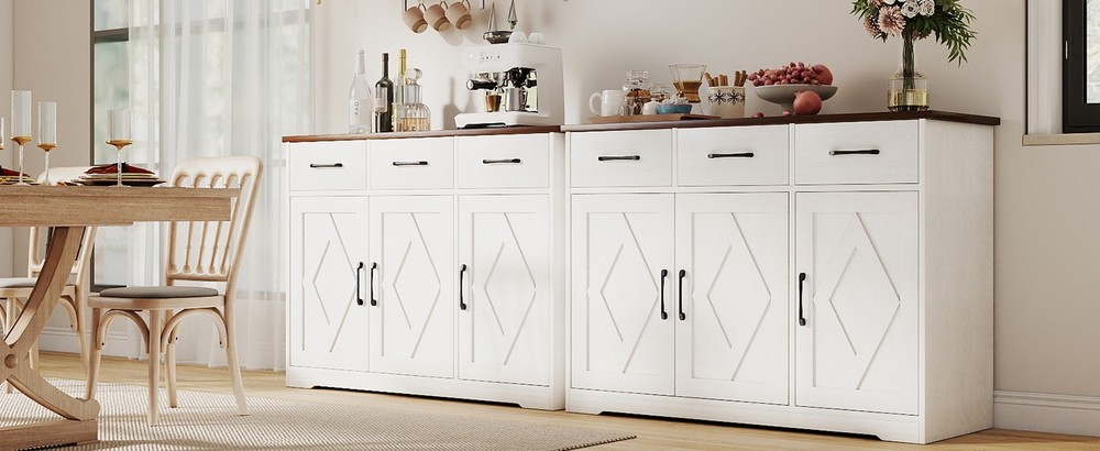 Modern Farmhouse Sideboard Large Capacity Multifunctional Buffet Storage Cabinet
