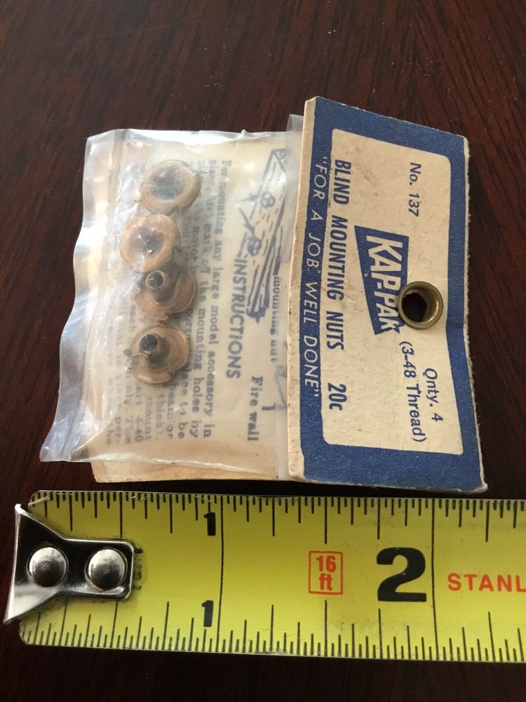 Vintage Kap-Pak No. 137 Blind Mounting Nuts NOS