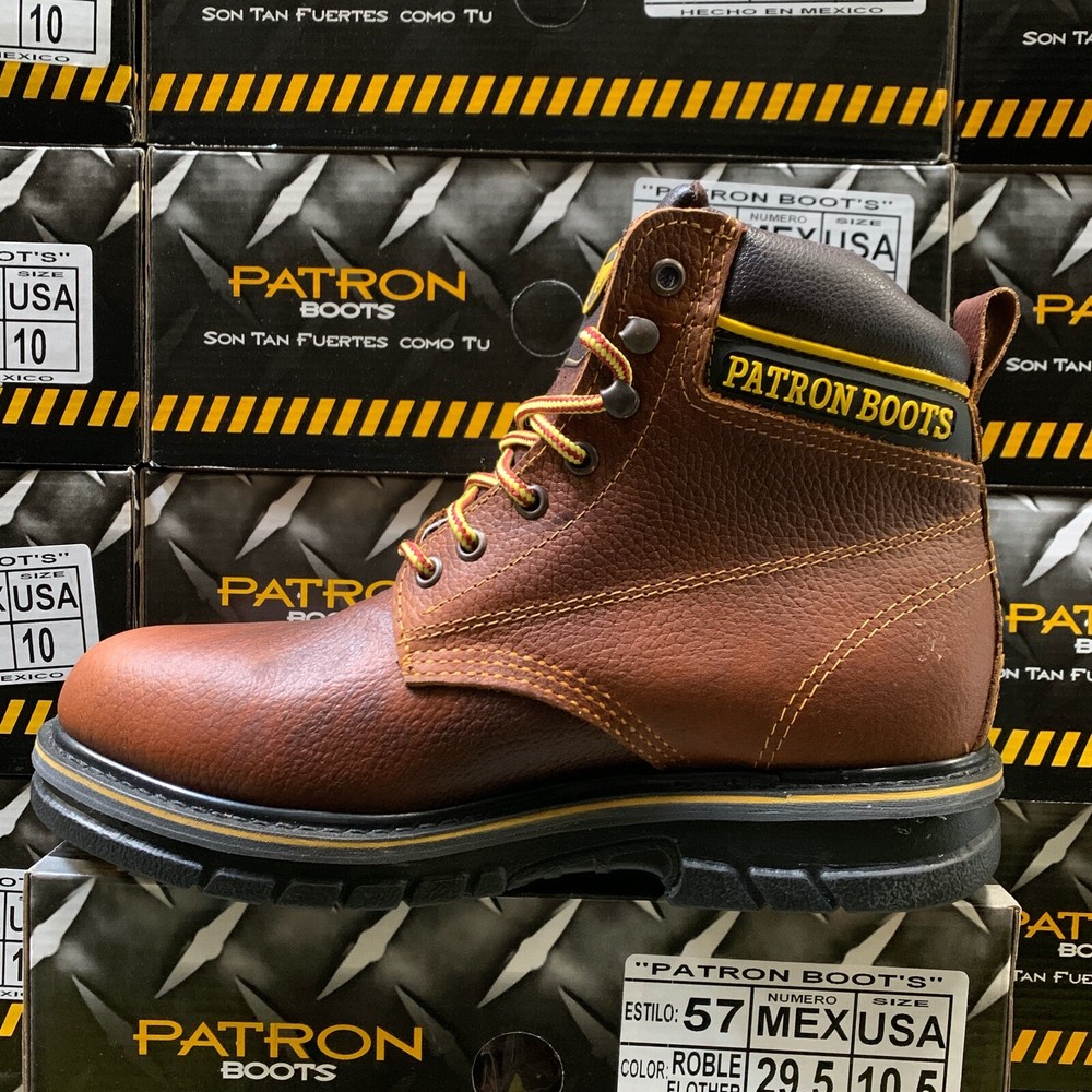 MEN'S WORK BOOTS GENUINE LEATHER SLIP & OIL RESISTANT SOFT TOE REMOVABLE INSERT