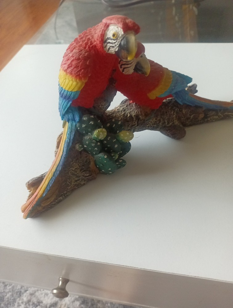 Parrots On Branch Statue Home Decor