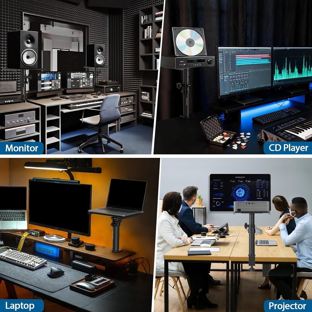Compact 2-Piece Desktop Speakers Stands with Adjustable Height for Stability