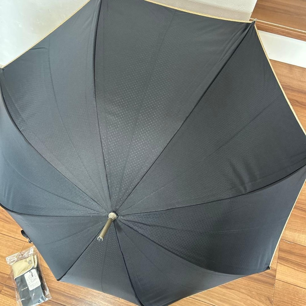 BURBERRY Long Umbrella Black Check Pattern Rain Shield Authentic Rare