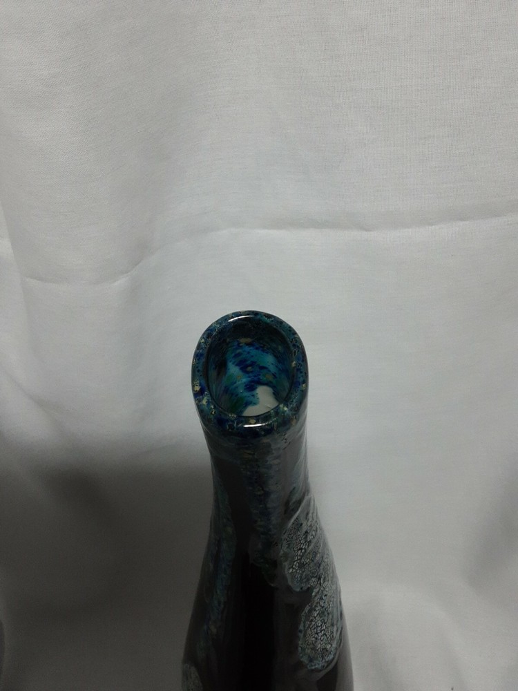 Signed Drip Pottery Pitcher With Butterflies