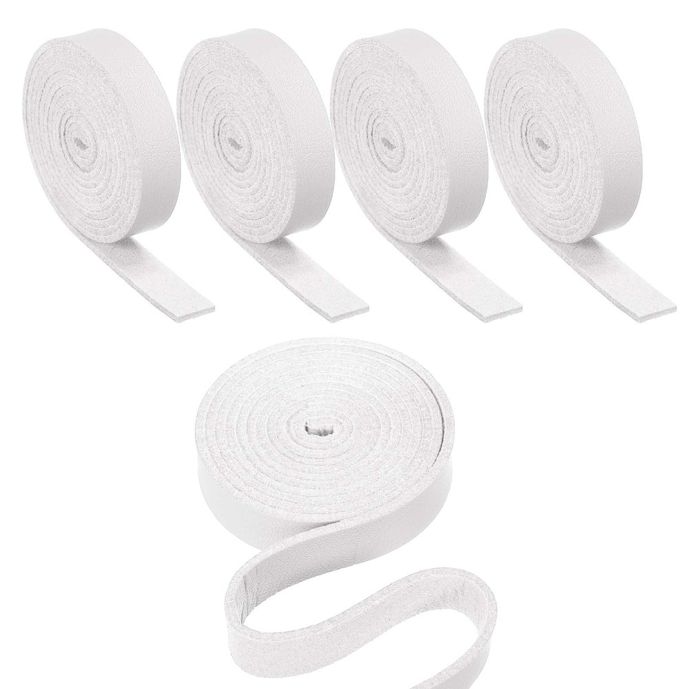 5 Pcs 3/8" Flat Leather Strap, 40" Length PU Leather Strip White