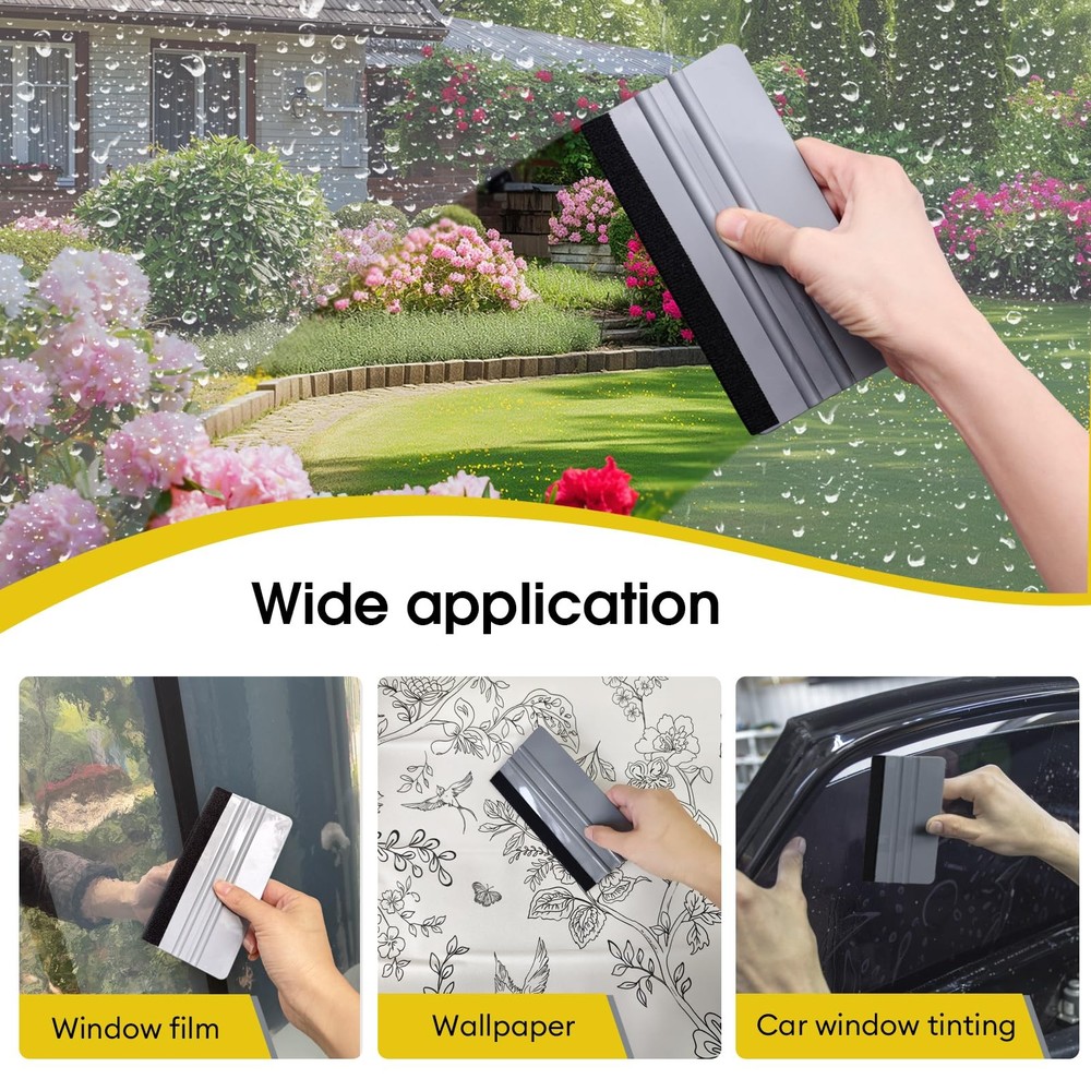 HIDBEA Window Felt Squeegee Tool, Vinyl Scraper for Privacy Film, Gray