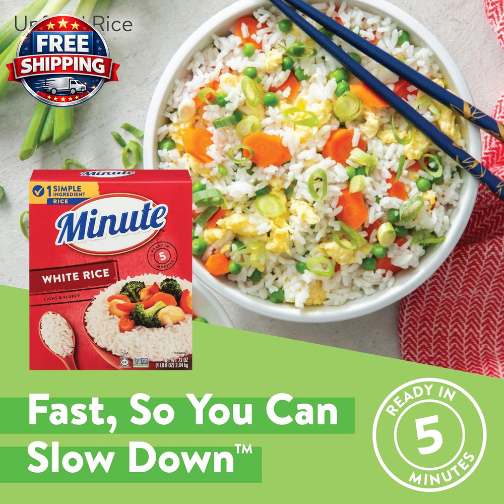 Instant White Rice - Quick & Easy 72-Ounce Box for Fast Dinner Solutions
