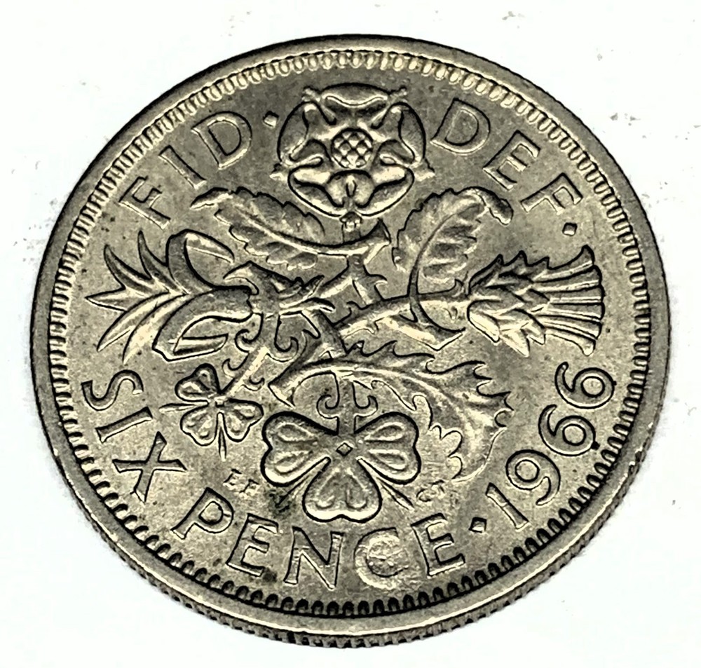 # C8347    GREAT BRITAIN  COIN,  SIX PENCE  1966