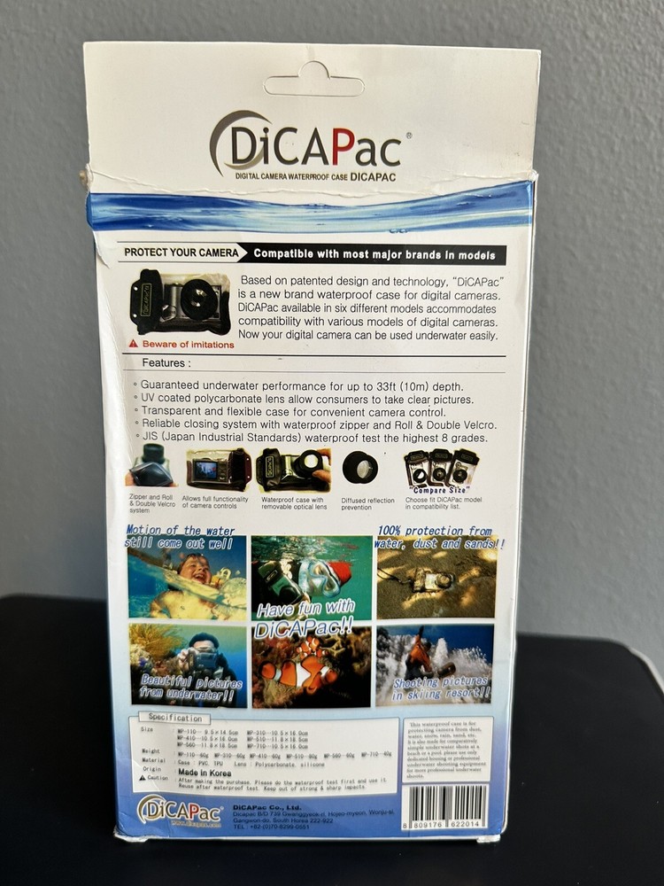 DiCAPac Waterproof Case For Digital Camera In Box WP-310