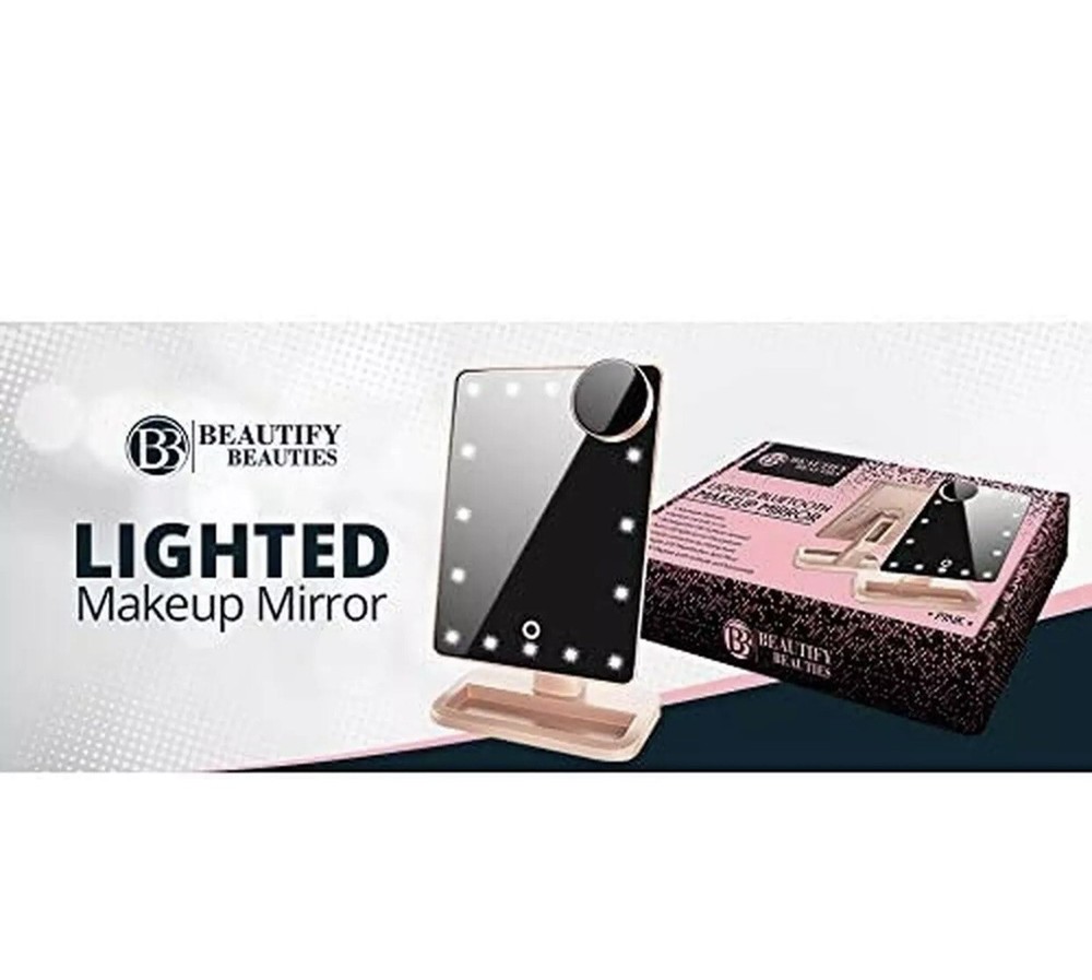 LED Lighted Make up Vanity Mirror Bluetooth 360° Adjustable Rotation Dimmable