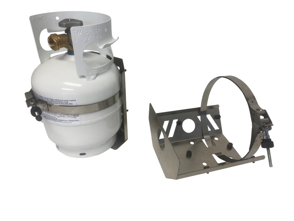 Stainless Steel Overland Camping 5 LB Propane Tank Mount w/ Quick Release T-Bolt
