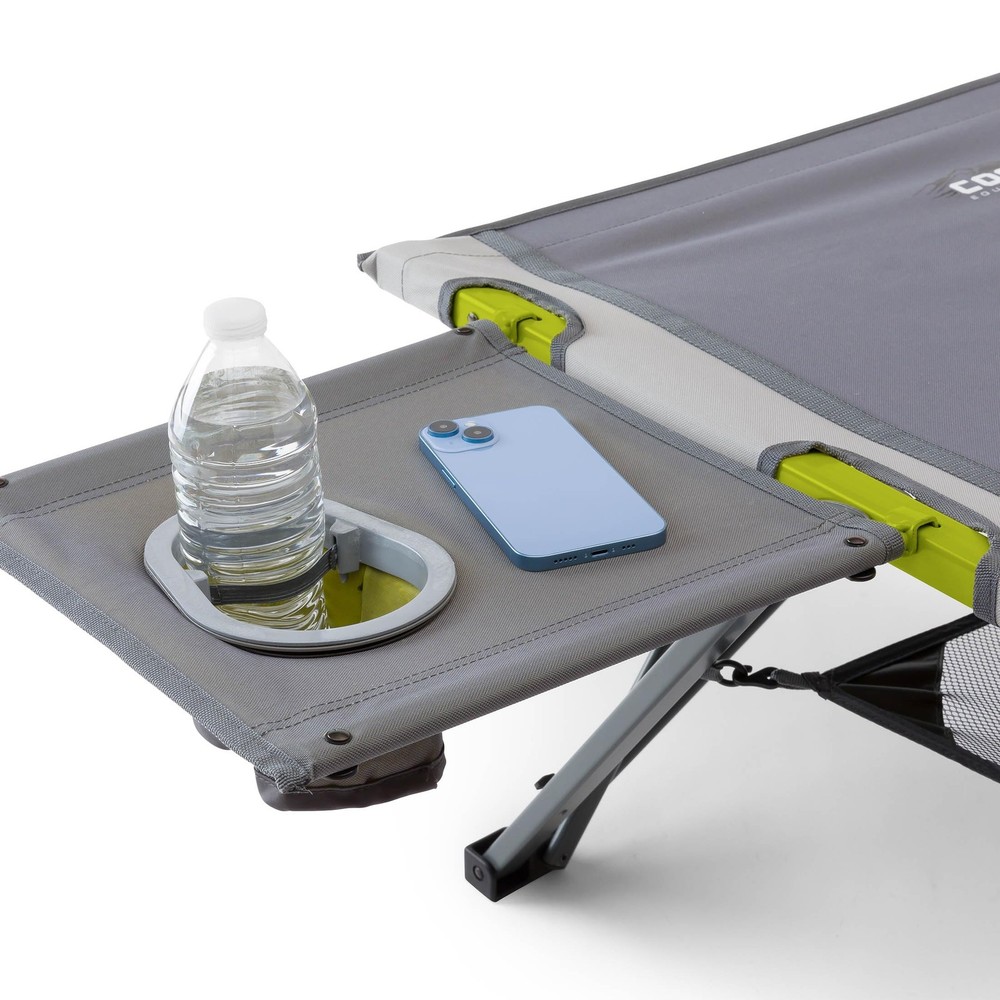 Folding Camping Cot | Extra Wide Heavy Duty Camp Cot with Removable Side Tabl...