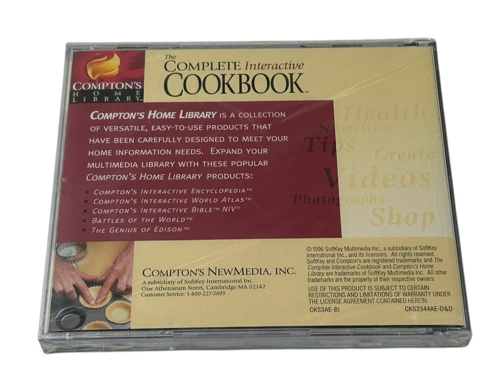 Compton's Home Library The Complete Interactive Cookbook CD-ROM 1996 NEW