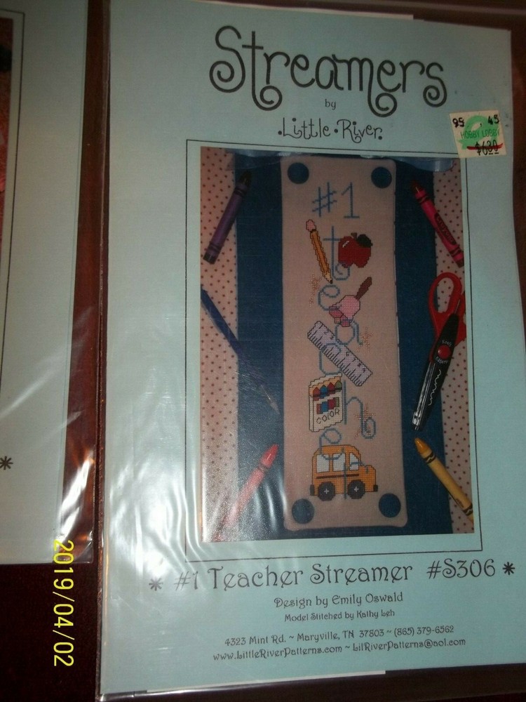 ^2 QTY CROSS STITCH PATTERN STREAMERS NEW