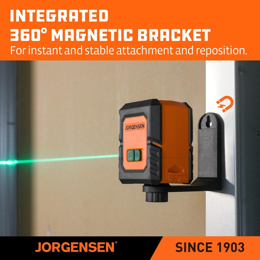 JORGENSEN Laser Level with Tripod, 100 FT Dual Modules Self Leveling Orange