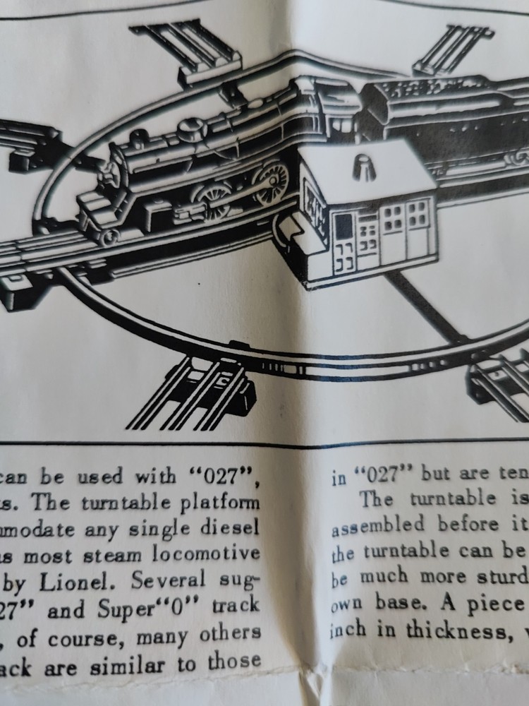 Lionel 375 Turntable Massive Instruction Sheet Dated 10-62