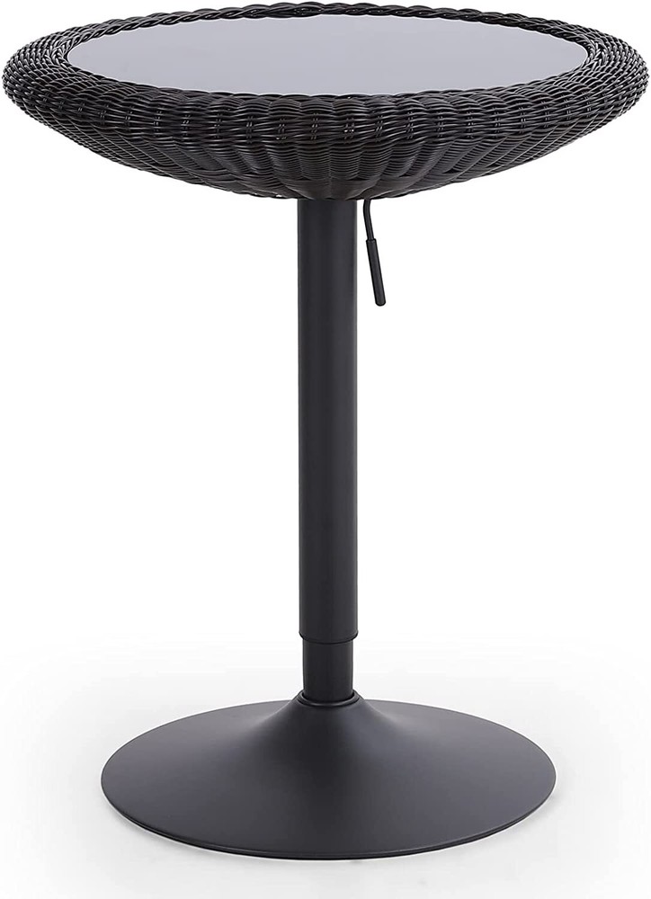 39'' Bar Table Height Adjustable Round Pub Bar Height Table Rattan Kitchen Table