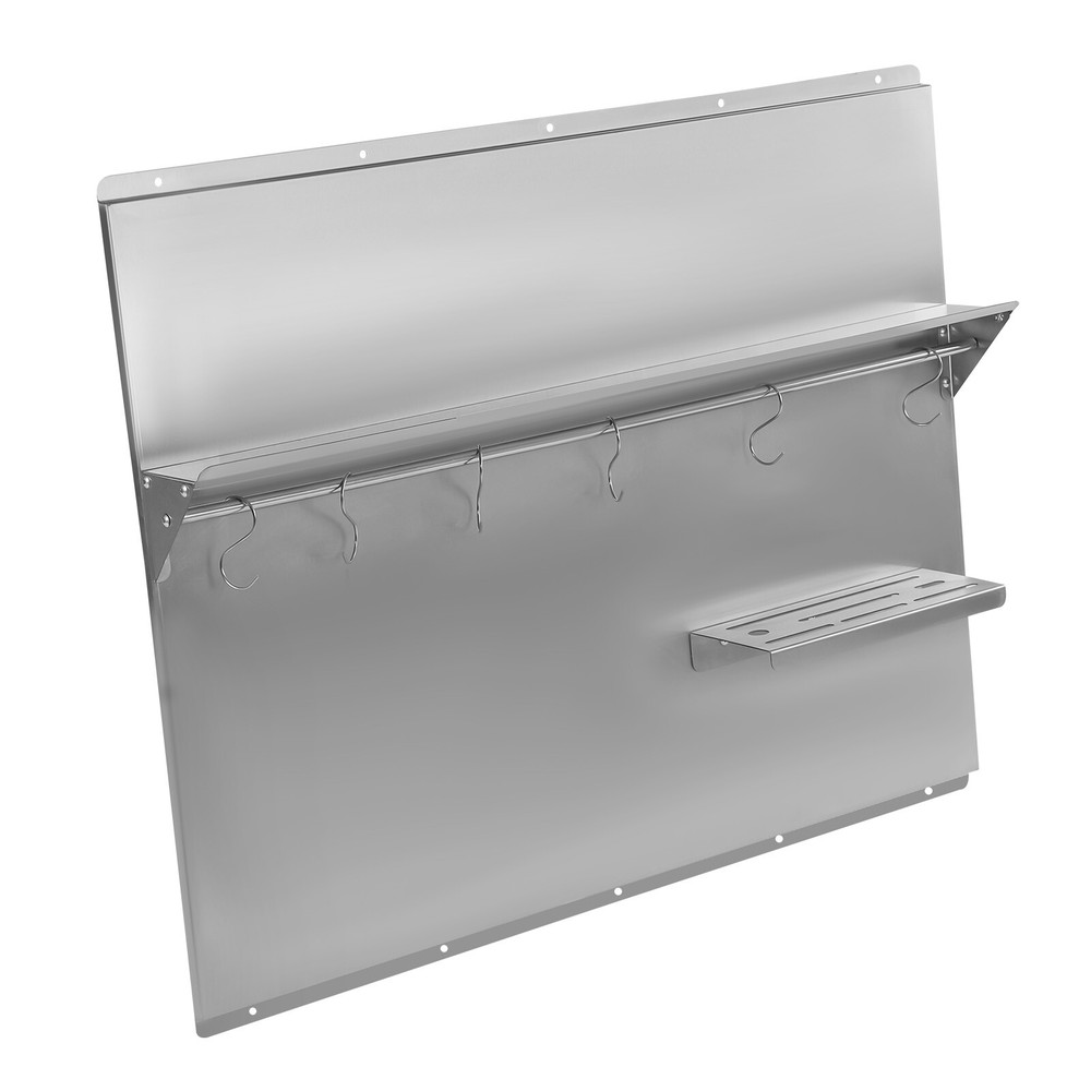 Range Backsplash Range Hood Wall Shield Splash Plate Stainless w/ Storage Shelf
