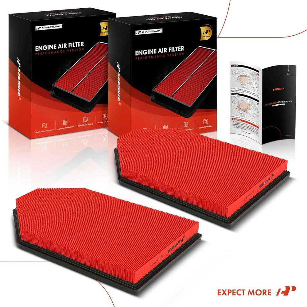 2-PC Pre-Oiled Engine Air Filter Compatible with Dodge Charger, Challenger & Chr