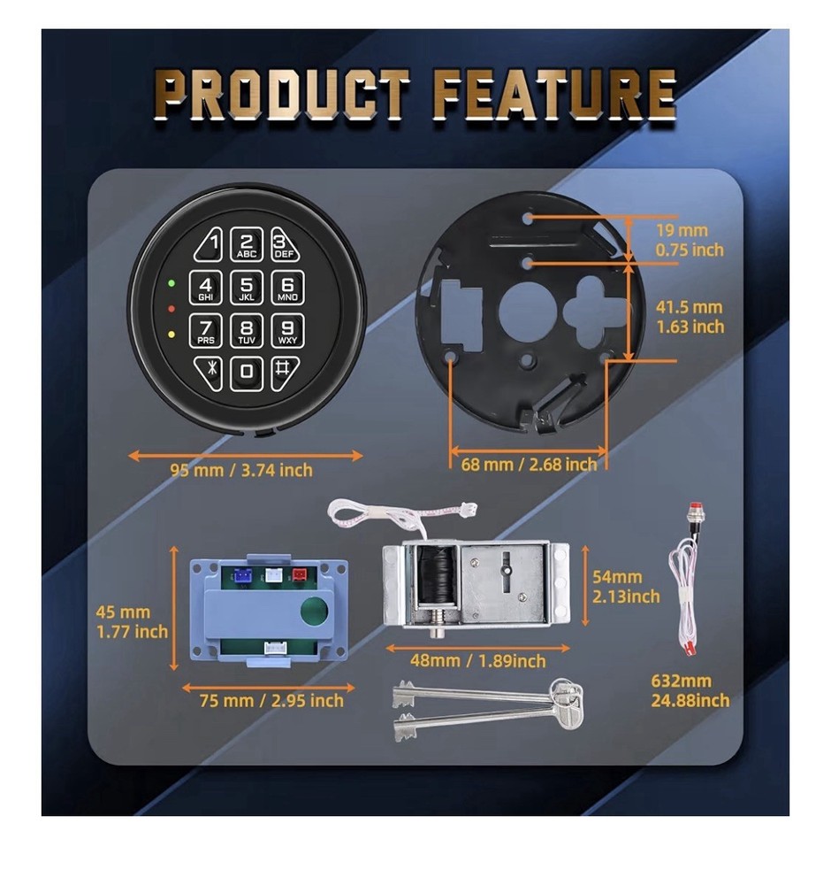High Security Electronic Safe Lock Replacement Kit With 2 Override Keys