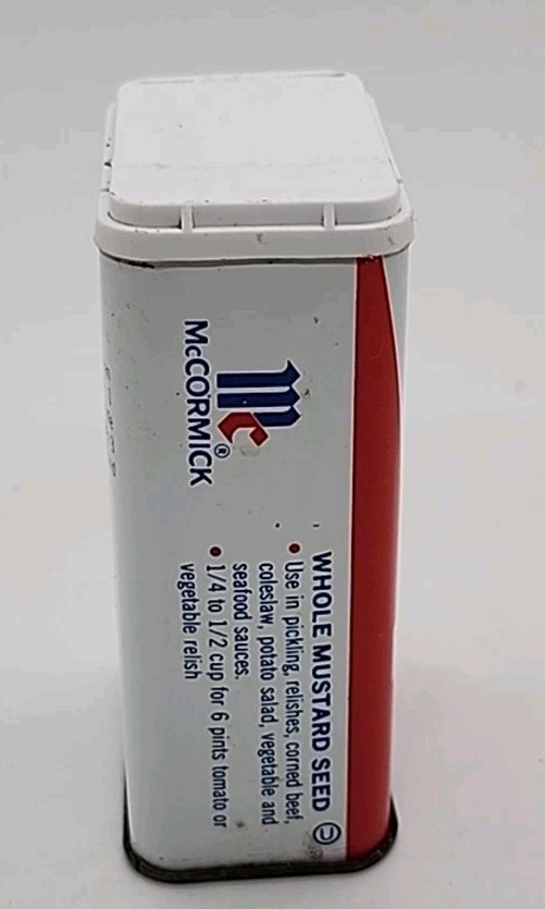 1974 McCORMICK Whole Mustard Seed Spice Tin * Empty
