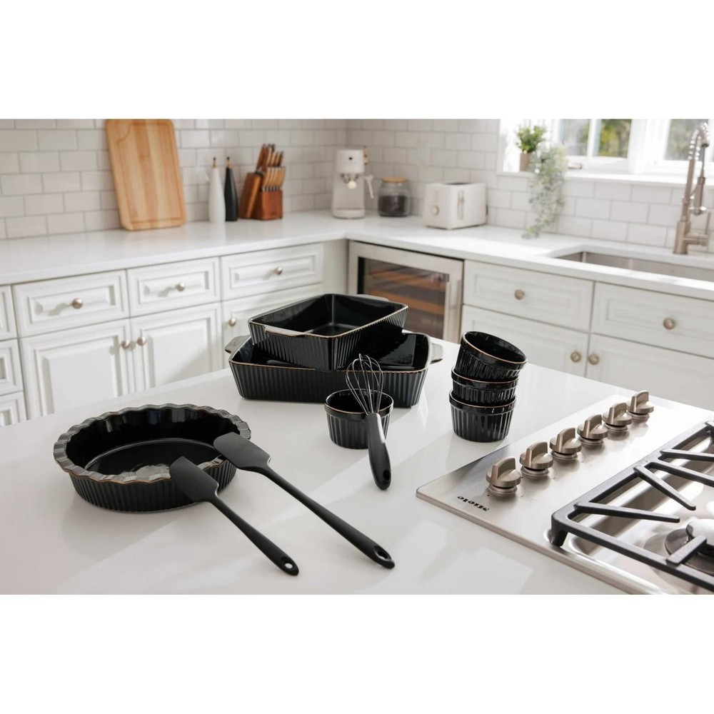 Thyme & Table Black Ceramic Bakeware Set – 10-Piece Stoneware NEW
