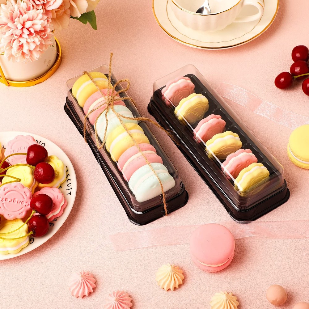 Remerry 100 Pcs Macaron Boxes with Clear Lids Bulk Macaroon Container