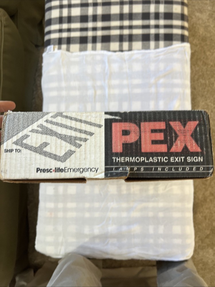 PEXEmergency Exit Sign LED Red Letters Battery Backup Double-Sided Mountable NEW